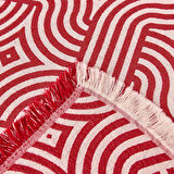 Soft Geometrik Desenli Çift Kişilik Yatak Örtüsü - Kırmızı - 225x250 cm