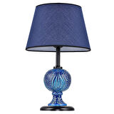 Light Sardes Çini Detaylı Seramik Abajur - Mavi Şapka / Siyah Ayak