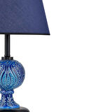 Light Sardes Çini Detaylı Seramik Abajur - Mavi Şapka / Siyah Ayak