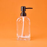 Cam Sıvı Sabunluk - Şeffaf / Siyah - 20x8 cm