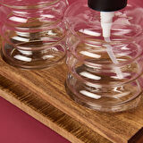 Cam 2'li Halka Sıvı Sabunluk Seti - Şeffaf / Gri / Kahverengi