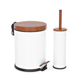 Bath Ahşap Desenli 2 li Banyo Seti - Beyaz