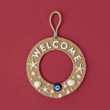 Dekoratif Welcome Shell Kapı Süsü - Renkli - 30 cm