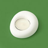 Deco Taş Mumluk - Beyaz - 5 cm