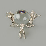 Deco Atlı Cam Top Dekor - Silver - 11 cm