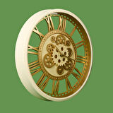 Çarklı Duvar Saati - Krem / Altın - 50 cm