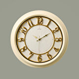 1963-CA Kabartma Rakam Duvar Saati - Bej - 46 cm