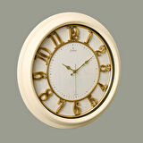 1963-CA Kabartma Rakam Duvar Saati - Bej - 46 cm