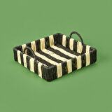Deco Acerra Dekoratif Tepsi - Siyah / Krem - 22x22x5 cm