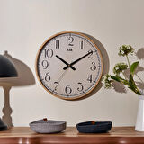 Simplex Ahşap Görünümlü Duvar Saati - Bej - 38 cm