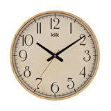 Simplex Ahşap Görünümlü Duvar Saati - Bej - 38 cm