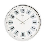 Dekoratif Beyaz Kadran Duvar Saati - Gri - 29 cm