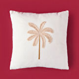 Soft Palm Breeze Nakışlı Kırlent - Ekru - 45x45 cm