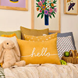 Soft Sun Madness Hello Kırlent - Hardal - 30x50 cm