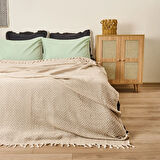 Soft Wicker Çift Kişilik Yatak Örtüsü - Bej - 200x230 cm