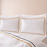 Soft Mustard Çift Kişilik Nevresim Takımı - Beyaz