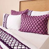 Store Fiona Çift Kişilik 7 Parça Yatak Örtüsü Seti - Mürdüm