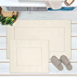 Soft Pete 2'li Banyo Paspası - Beyaz - 60x100 cm + 50x60 cm