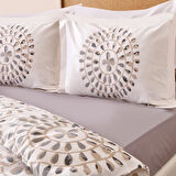 Soft Butas Çift Kişilik Nevresim Takımı - Ekru / Gri