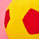 Soft Futbol Topu Figürlü Yastık - Sarı / Kırmızı - 30x30 cm