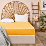 Soft Çift Kişilik Düz Kenar Çarşaf - Hardal - 240x260 cm
