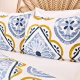 Soft Lile Tek Kişilik Nevresim Takımı - Ekru / Mavi