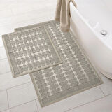 Soft Folium 2'li Banyo Paspası - Gri - 60x100 cm + 50x60 cm