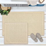 Soft Melinda Natürel 2'li Banyo Paspası - Bej - 60x100 cm + 50x60 cm