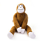 Soft Cırtcırtlı Maymun Figürlü Yastık - Kahverengi - 90x15 cm