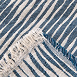 Soft Çizgili Tek Kişilik Yatak Örtüsü - Lacivert - 160x225 cm