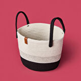 Living Elegant Curves Dekoratif Sepet - Beyaz / Siyah - 15x20x20 cm