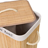 Living Bambu Çift Hazneli Örme Çamaşır Sepeti - Bej - 80 lt