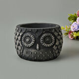 Kozalak Desenli Beton Saksı - Siyah - 8x10 cm