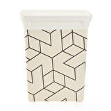 Çizgili Mutfak Çöp Kovası - Beyaz / Siyah - 20 lt