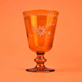 Nazenin 4'lü Ayaklı Su Bardağı Seti - Amber - 280 ml