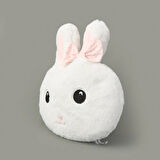 Dreamy Mutlu Tavşan Figürlü Yastık - Beyaz - 35x45 cm