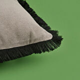 Soft Anthracite Saçak Detaylı Kırlent - Antrasit - 40x40 cm