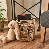 Living Granny Summer Büyük Silindir Dekoratif Sepet - Bej - 25x25 cm