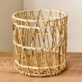 Living Granny Summer Büyük Silindir Dekoratif Sepet - Bej - 25x25 cm