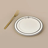 Kitchen Elegant Curves Porselen Pasta Tabağı - Siyah / Beyaz - 20 cm