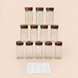 Akasya 12'li Baharatlık Seti - Şeffaf / Kahverengi- 120 ml