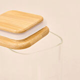 Kare Mantar Kapak Cam Kavanoz - Şeffaf / Açık Kahverengi - 150 ml