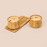 2'li Bambu Baharatlık Seti - Açık Kahverengi