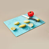 Limon Desenli Cam Kesme Tahtası - Renkli - 30x40 cm