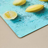 Limon Desenli Cam Kesme Tahtası - Renkli - 30x40 cm