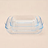 Twin 2'li Kare Cam Fırın Kabı - Şeffaf