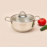 Paslanmaz Çelik Tencere - Gri - 20 cm