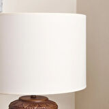 Lighting Çiçekli Kapaklı Abajur - Kahverengi / Krem - 50 cm