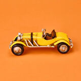 Home Dekoratif Metal Araba - Sarı - 16 cm