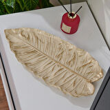 Deco Leaf Dekoratif Tabak - Beyaz / Gold - 37x16 cm